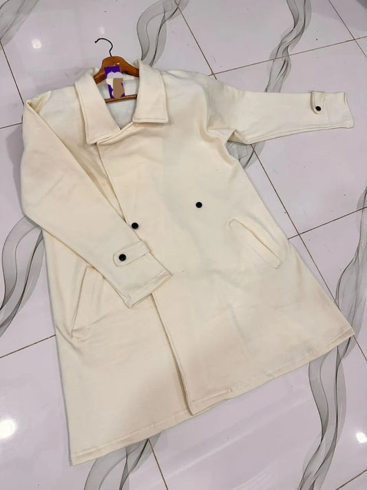 1 Pc Women's Stitched Fleece Plain Overcoat