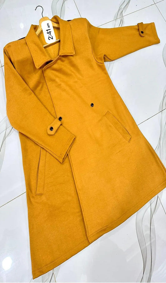 1 Pc Women's Stitched Fleece Plain Overcoat