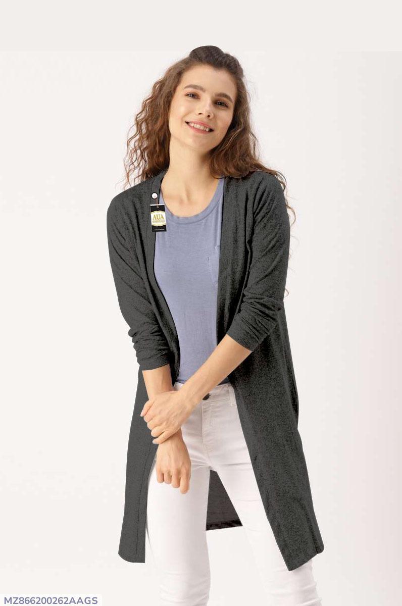 1 Pc Women's Stitched Plain Overcoat