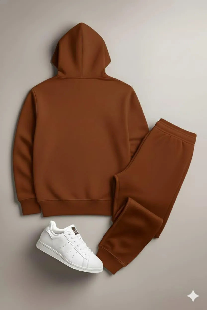 2 Pcs Men's Fleece Plain Hoodie Track Suit