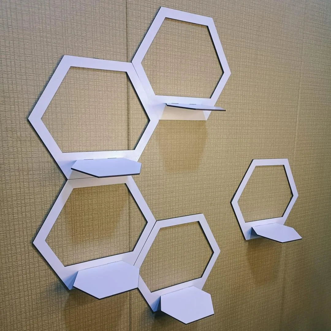 Pack of 05 Hexagon Wall Shelves Set – Modern Floating Display Rack for Home Décor I Decoration Pieces I Decoration I Wall Décor