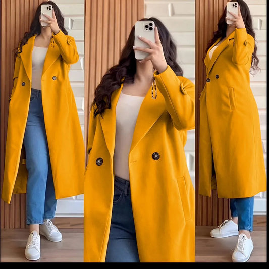 1 Pc Women's Stitched Fleece Plain Overcoat