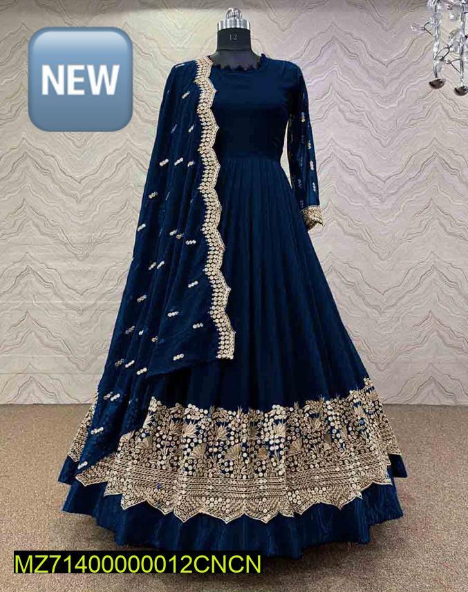 3 Pcs Women's Stitched Silk Embroidered Maxi